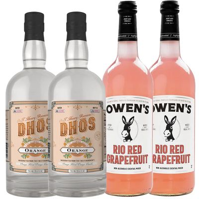 Dh s Handcrafted Non-Alcoholic Orange 2 Pack w 2 Pack Owen s Mixers Rio Red Grapefruit - Keto-Friendly, Zero Sugar, Zero Calories, Zero Proof - 750 ML - Perfect for Mocktails - Made in USA
