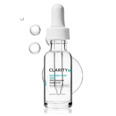 ClarityRx Nourish Your Skin 100 Squalane Moisturizing Oil, Natural Plant-Based Anti-Aging Face Oil with Antioxidants for Dry Skin (0.5 fl oz)