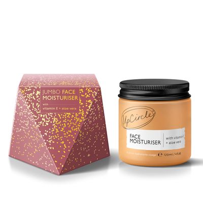 UPCIRCLE Jumbo Face Moisturiser with Argan Powder 120ml - Nourishing Day Cream - Vitamin E, Aloe Vera, Glycerin, Shea Coconut Butter - Natural, Vegan Cruelty-Free