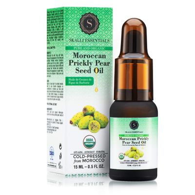 Skalli Essentials Organic Moroccan Prickly Pear Seed Oil Anti Aging Face Serum, Dark Circles Under Eye Treatment, Moisturizer Premium Grade Prickly Pear Oil (0.5 fl Oz)