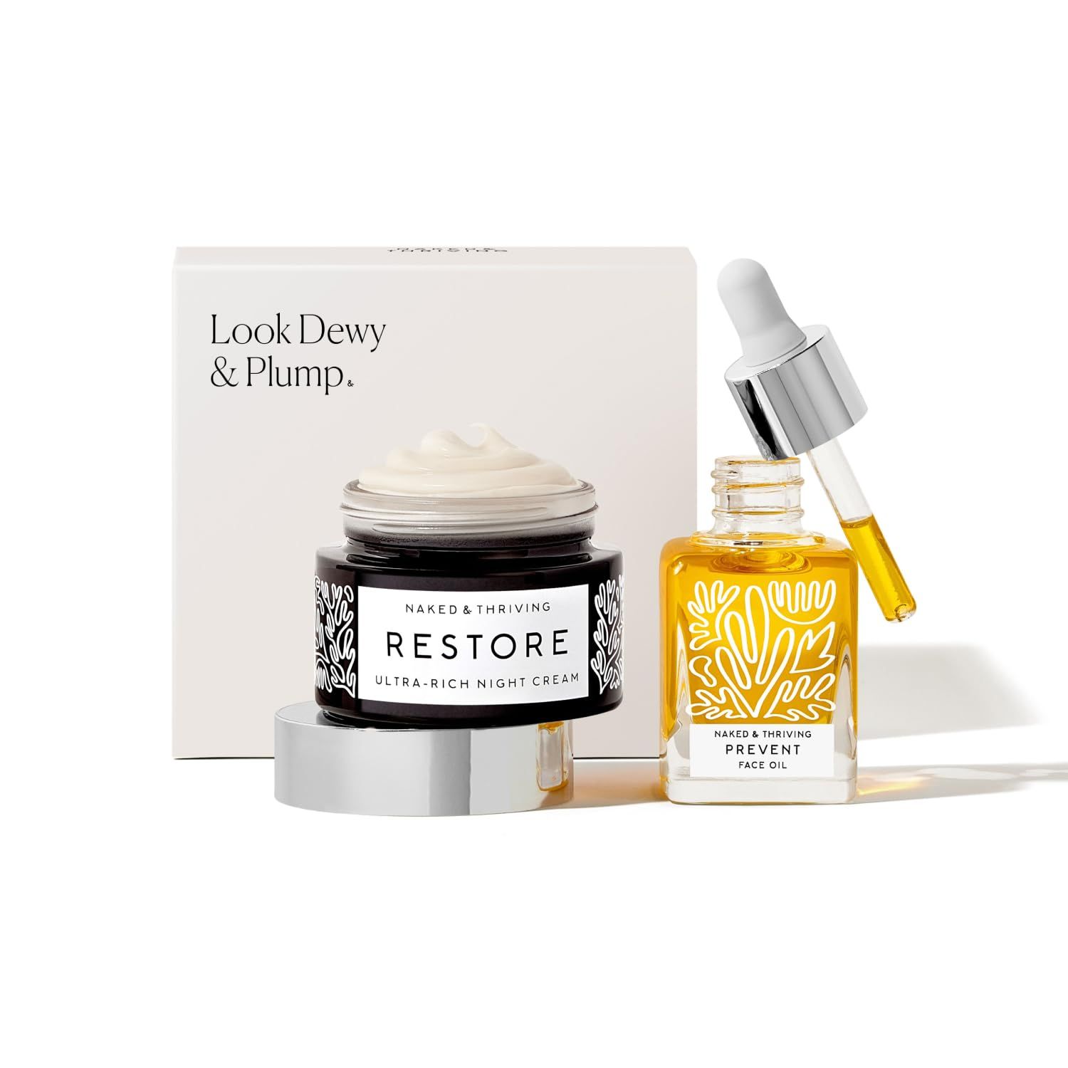 Naked Thriving The Advanced Anti-Aging Duo: For fewer visible wrinkles Restore Ultra-Rich Night Cream (50 mL) Prevent Anti-Aging Face Oil (35 mL)