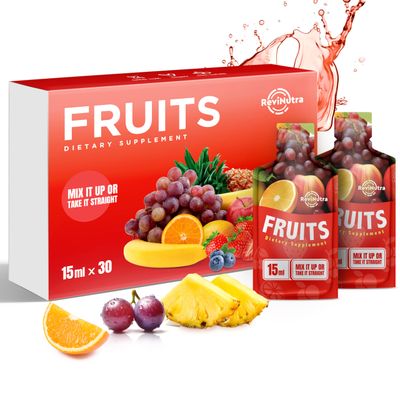 ReviNutra Super Fruit Liquid Juice - 30 Pouches Superfoods Fruits Supplement for Women, Men and Kids - Support Energy, Immunity, Digestion Metabolism - Vegan, 30 Day Supply