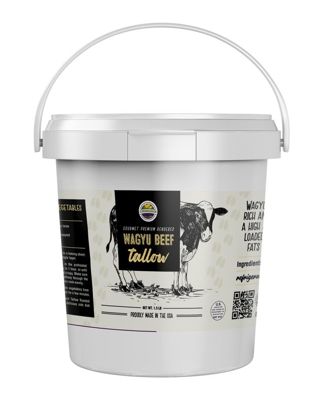 Premium Wagyu Beef Tallow Rendered 1.5 lb Tub Rich Buttery High in Nutrients Cornhusker Kitchen