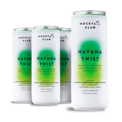 Mocktail Club Havana Twist Non-Alcoholic Sparkling Craft Cocktail - 4x12 Oz Cans 80 Calories, Non-GMO, No Artificial Ingredients, Gluten Free, Vegan Lime, Cucumber, Mint Shrub, Cardamom