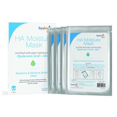 Hyalogic Hyaluronic Acid Aloe Moisturizing Face Mask - Hydrating Radiance Boosting Sheet Mask for Women - Vegan, Gluten-Free, Cruelty-Free Facial Treatment - Pack of 4 Pre-Moistened Face Masks
