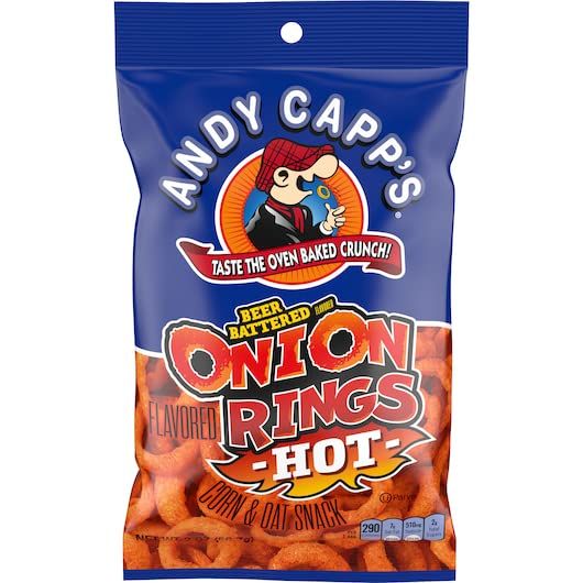 Andy Capp&#39;s Beer Battered Onion Rings Hot, 2 Oz Bag, (3-Pack)