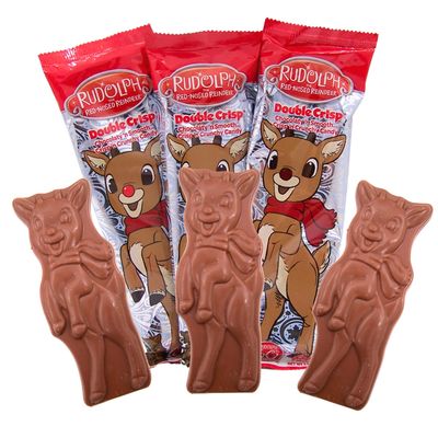 Rudolph Double Crisp Chocolate Candy Bar, Christmas Stocking Stuffers, Pack of 3, 3 Ounces Each