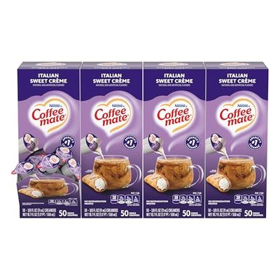 Nestle Coffee mate Coffee Creamer, Italian Sweet Creme, Liquid Creamer Singles, Non Dairy, No Refrigeration, 0.375 fl oz Tubs (Pack of 200)