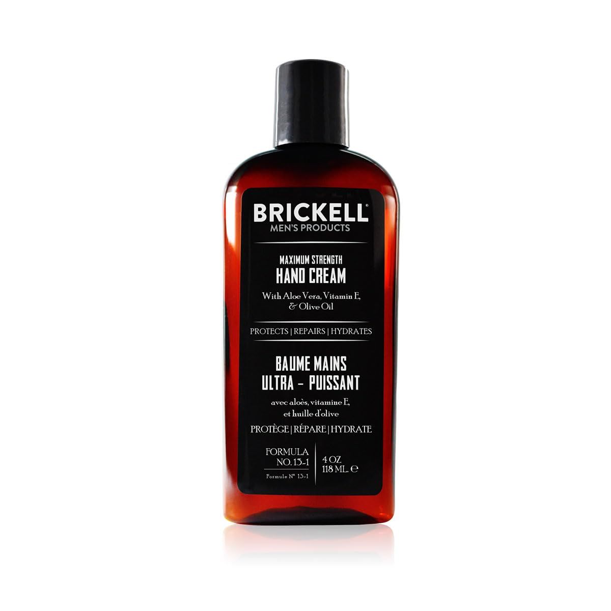 Brickell Men&#39;s Maximum Strength Hand Cream for Men, Natural and Organic Fast-Absorbing Hand Lotion with Vitamin E, Shea Butter, and Jojoba, 4 Ounce, Scented