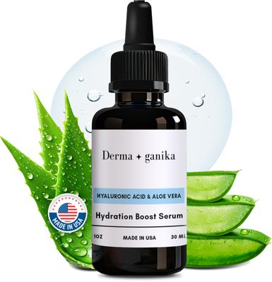 Derma ganika Hyaluronic Acid Serum for Face Neck - Made in USA Ultra-Hydrating Anti-Aging Serum with Aloe Vera Softens, Smooths, and Brightens Dry Sensitive Skin