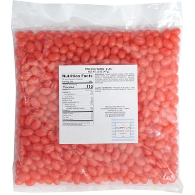 Pink Jelly Beans, 2 Pound Bulk Bag, Pink Candy, Strawberry Flavor, The Hampton Popcorn Candy Company