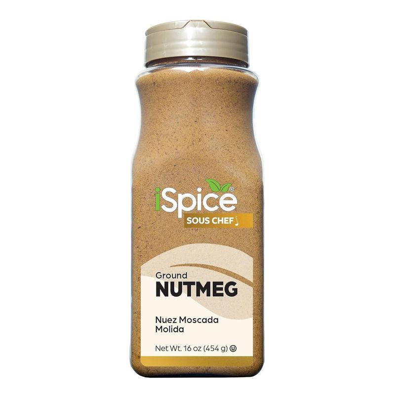 iSpice Premium nutmeg, ground nutmeg is Gluten Free and Non-GMO, 100 Natural, ground is used in Coffee, tea, hot chocolate, curries, sauces, mutton, vegetable recipes 16 OZ