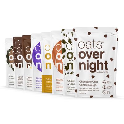 Oats Overnight Dessert Variety Pack - High Protein, High Fiber Breakfast Protein Shake - Gluten Free Oatmeal, Non GMO High Protein Oatmeal - Salted Toffee, Chocolate Satin Pie More Flavors (8 Pack)