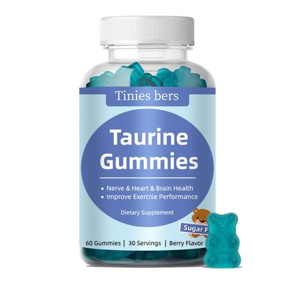 Taurine Gummies 1000mg, Sugar Free for Adults Kids, 1 of 20 Amino acids, Boost Immune, Nerve, Cognitive, Heart, Eye Health, Exercise Performance, Anti-Aging, Gluten Free, Non GMO, Vegan, Pectin, 60