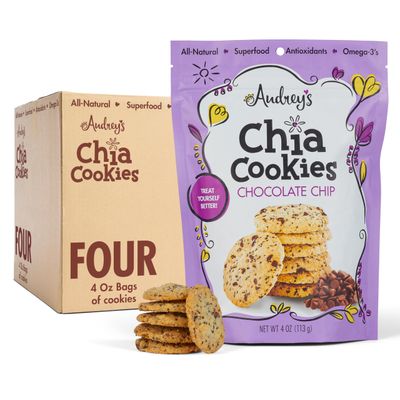 Audrey&#39;s Chia Cookies - (Chocolate Chip, 4 Pack), Natural, Antioxidants, Omega-3&#39;s, Non-GMO