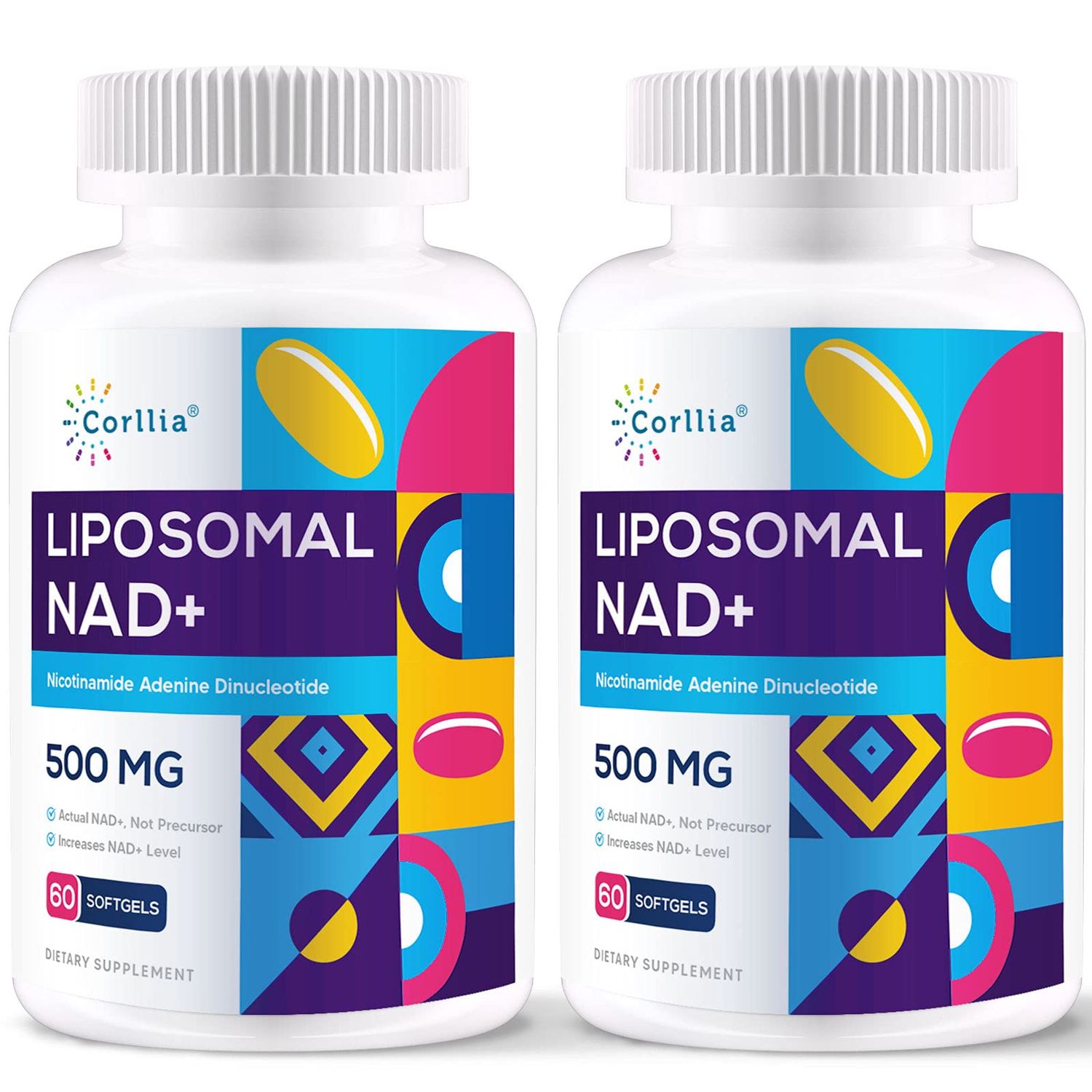 Corllia Liposomal NAD 500mg with TMG 250mg Softgels, Nicotinamide Riboside Alternative, Actual NAD Supplement, 120 Servings