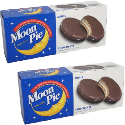Moon Minis Pie Marshmallow Sandwiches - Classic Chocolate Flavor - 6-Count Packs (Pack of 2) - Individually Wrapped, Snack Size Treats - Great for Lunchboxes, Travel Parties