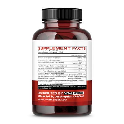VITAL HERBAL Liposomal GLP-1 Support with Berberine Akkermansia Probiotic Cinnamon - Supports Metabolism, Digestion Microbiome Health - 150 Capsules - Made in The USA