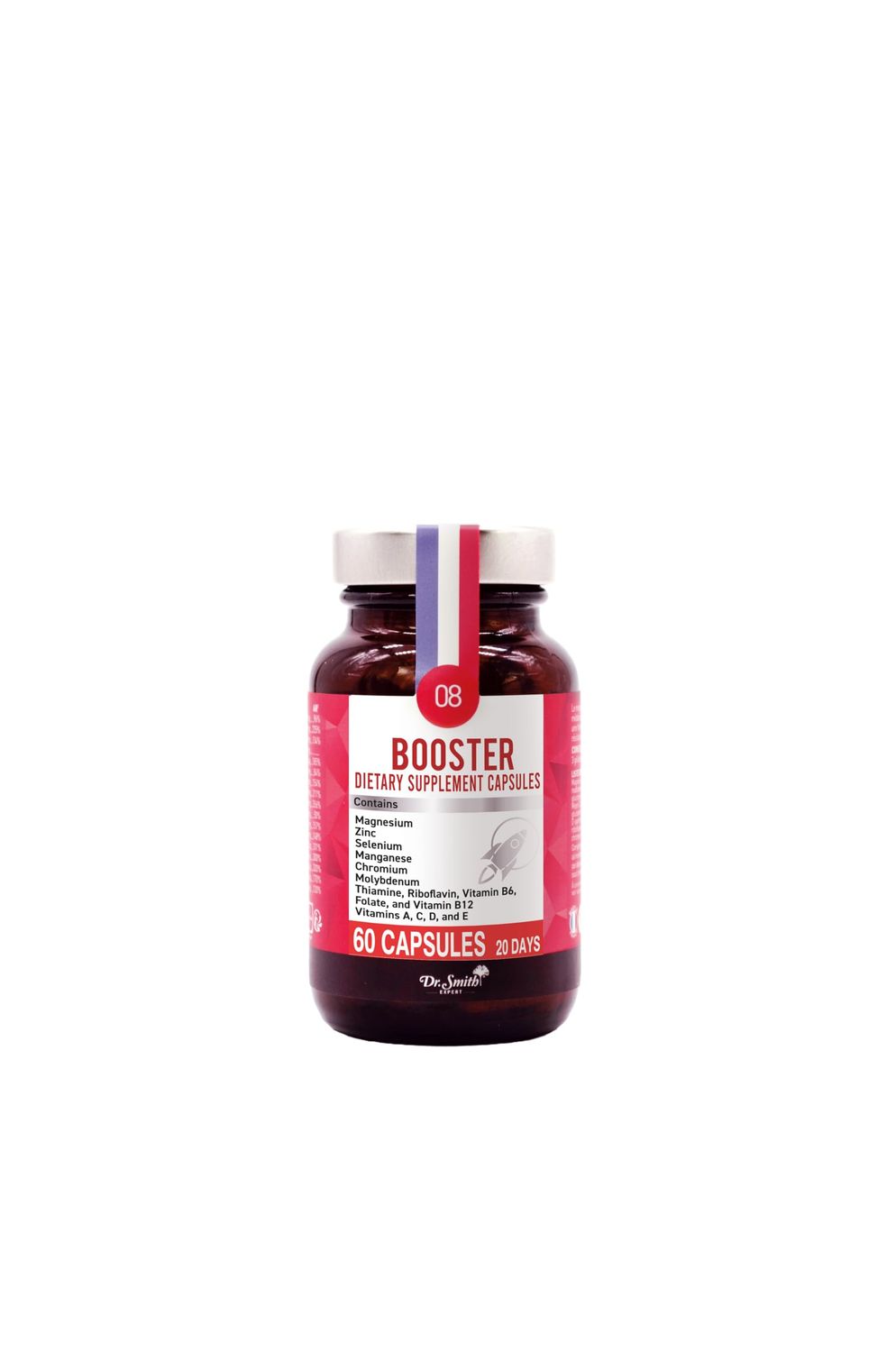 DR.SMITH EXPERT Booster Complex - Zinc, Selenium, Chromium, Marine Magnesium, Vitamin B and C - Clean Natural Ingredients - Energy Booster, Stress Reliever.