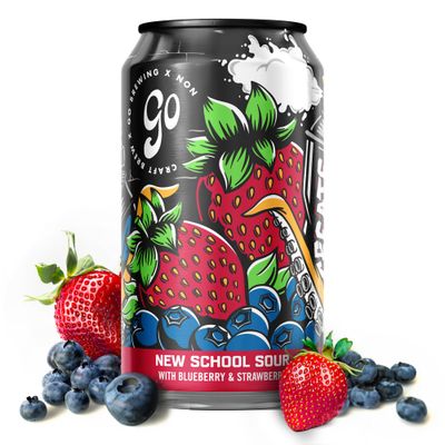 Go Brewing - New School Sour Berry - Non-Alcoholic Craft Beer - Small Batch, Low-Calorie Brew - Blueberry and Strawberry Flavor Profile - Bold Smooth Finish - Ideal for Any Occasion (12 Oz, 12 Cans)
