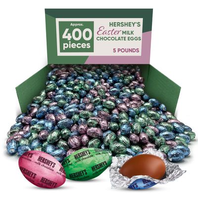 Milk Chocolate Eggs Easter Pastel Colors - 5 Pounds approx 400 pieces - Individually Wrapped Milk Chocolates in Blue, Pink Green Pastel Color Foil