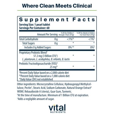 Hyperbiotics Vital Nutrients Pro Kids Probiotic Allergen-Free Toddler Probiotics for Kids Targeted Immune, Gut, and Digestive Health Sugar-Free Orange Flavor 60 Chewable Tablets