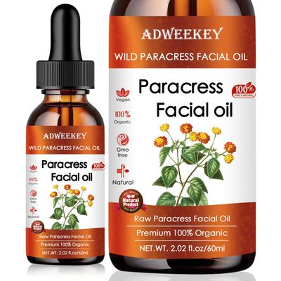 100 Pure Organic Paracress Facial Oil - Anti-Aging Moisturizing Essential with Spilanthes Acmella Oleracea Flower MCT Oil for Wrinkle Reduction, Hydration, Brightening, and Skin Glow 2.02 fl.oz