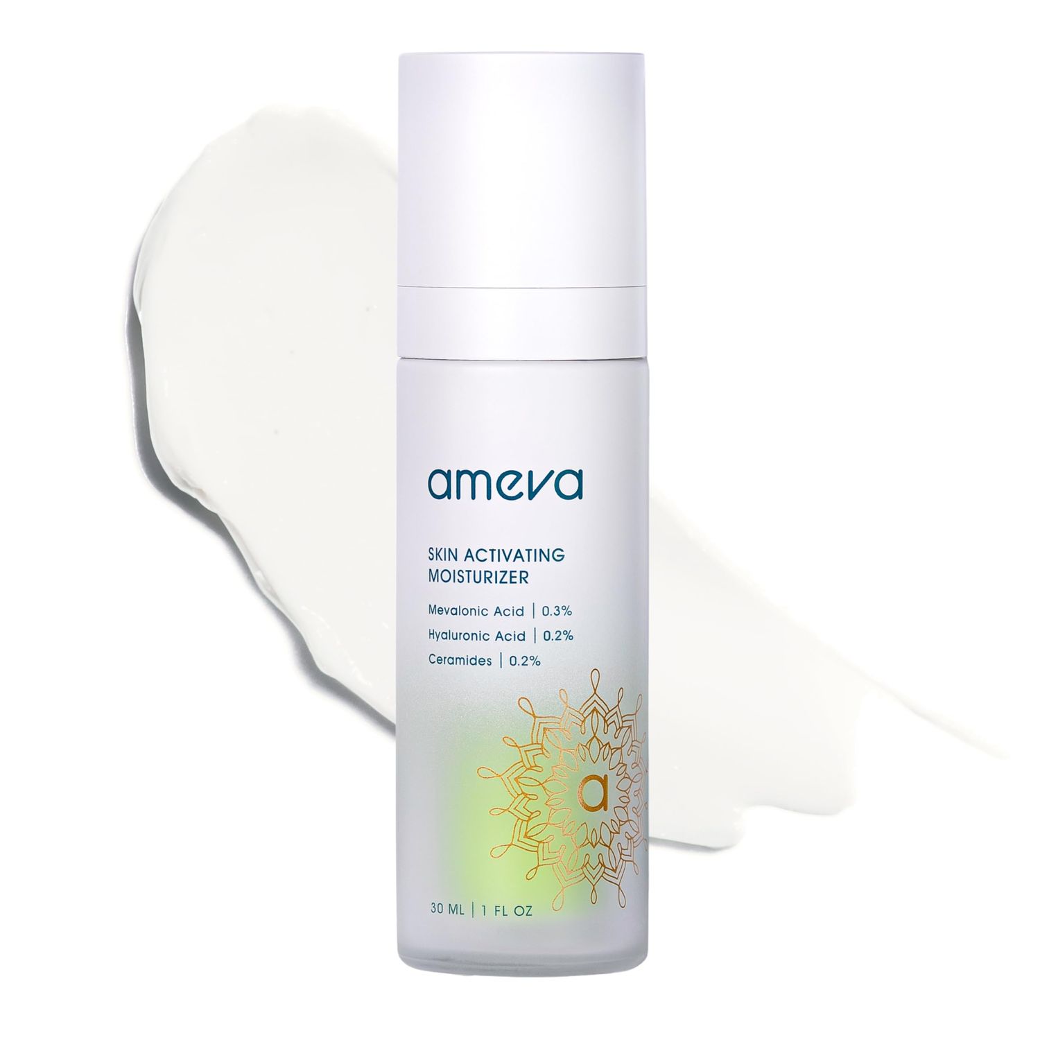 AMEVA Mevalonic Acid Skin Activating Moisturizer: 100 Plant-Based, Vegan, Anti-Aging Formula, For Sensitive Skin, Boosts Collagen, Hyaluronic Acid and Retinol, Reduces Redness, Jojoba Oil, Ceramides