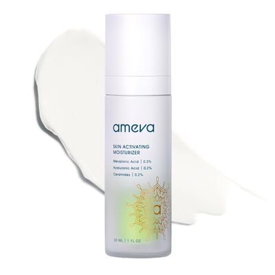AMEVA Mevalonic Acid Skin Activating Moisturizer: 100 Plant-Based, Vegan, Anti-Aging Formula, For Sensitive Skin, Boosts Collagen, Hyaluronic Acid and Retinol, Reduces Redness, Jojoba Oil, Ceramides