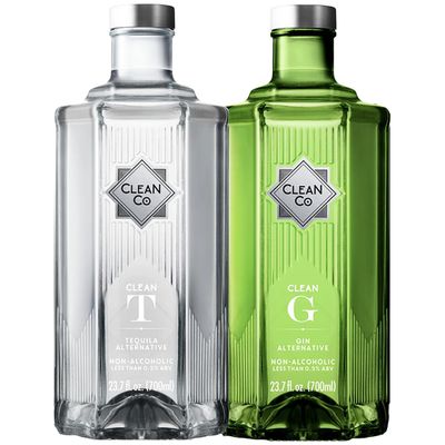 Clean Co Non-Alcoholic Gin Tequila Alternative 700ml Bottles Made in England Premium Alcohol-Free Spirit Sugar Free, Gluten Free Spirits