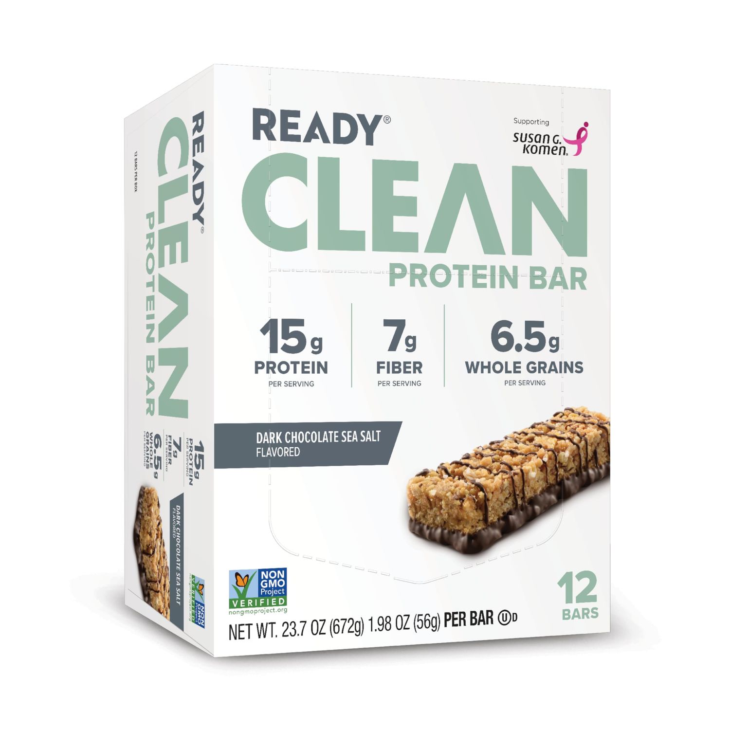 Ready Protein Bars - High-Protein Snack with 15g Whey Protein, All-Natural Ingredients, Supports Lean Muscle and Recovery, No Artificial Sweeteners - Dark Chocolate Sea Salt, 12-Pack