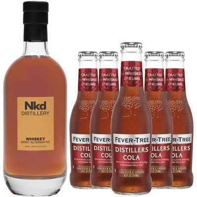 Nkd Distillery Whiskey Alternative Premium Non-Alcoholic Spirit - Zero Alcohol With Fever Tree Distillers Cola [ 5 Pack ]