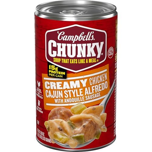 Campbell&#39;s Chunky Creamy Chicken Cajun Style Alfredo With Andouille Sausage Soup, 18.8 oz Can