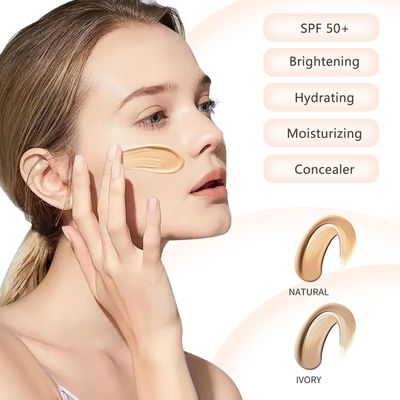 O'CHEAL CC Cream with SPF 50, Hydrating Color Correcting Cream Full Coverage Lightweight Powder Foundation, Waterproof Long Lasting Pre-makeup Primer Facial Concealer Refine Skin Texture (Ivory)