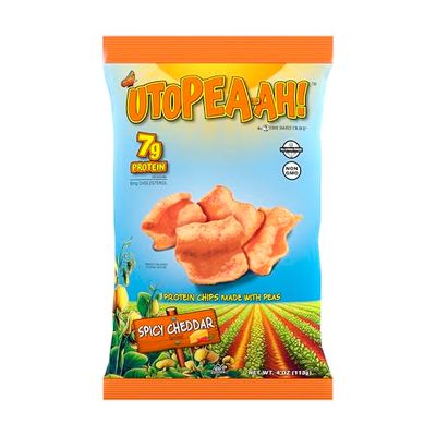 The Daily Crave Spicy Cheddar Utopeah-ah Protein Chips - Gluten Free, Non-GMO, 7g Plant-Based Protein, Kosher, Peanut Treenut Free - 4 Oz (Pack Of 8)