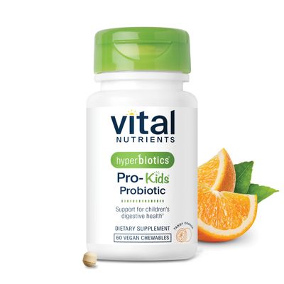 Hyperbiotics Vital Nutrients Pro Kids Probiotic Allergen-Free Toddler Probiotics for Kids Targeted Immune, Gut, and Digestive Health Sugar-Free Orange Flavor 60 Chewable Tablets