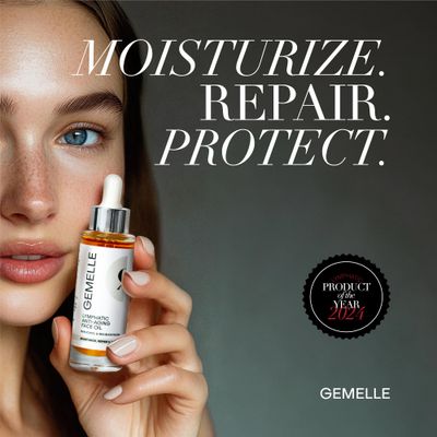 GEMELLE Lymphatic Anti-Aging Face Oil 6x Award Winner Packed with Vitamins C,E A Moisturize, Repair Protect Bakuchiol, Sea Buckthorn More! Paraben-Free, Natural Skin Care 30ml