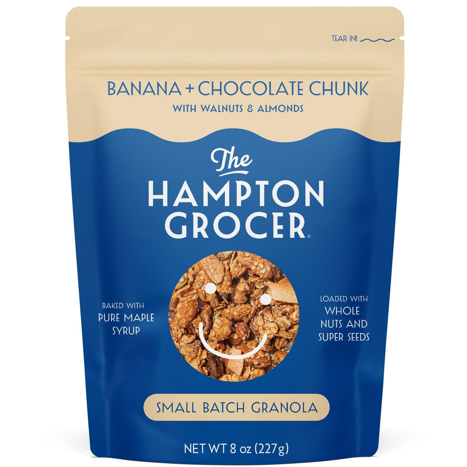 The Hampton Grocer Banana Chocolate Chunk Granola - Gluten-Free, Dairy-Free, Made with Real Bananas, Walnuts Maple Syrup - Crunchy, Small-Batch, 8oz