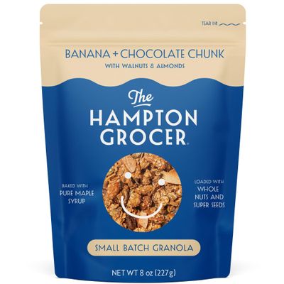 The Hampton Grocer Banana Chocolate Chunk Granola - Gluten-Free, Dairy-Free, Made with Real Bananas, Walnuts Maple Syrup - Crunchy, Small-Batch, 8oz