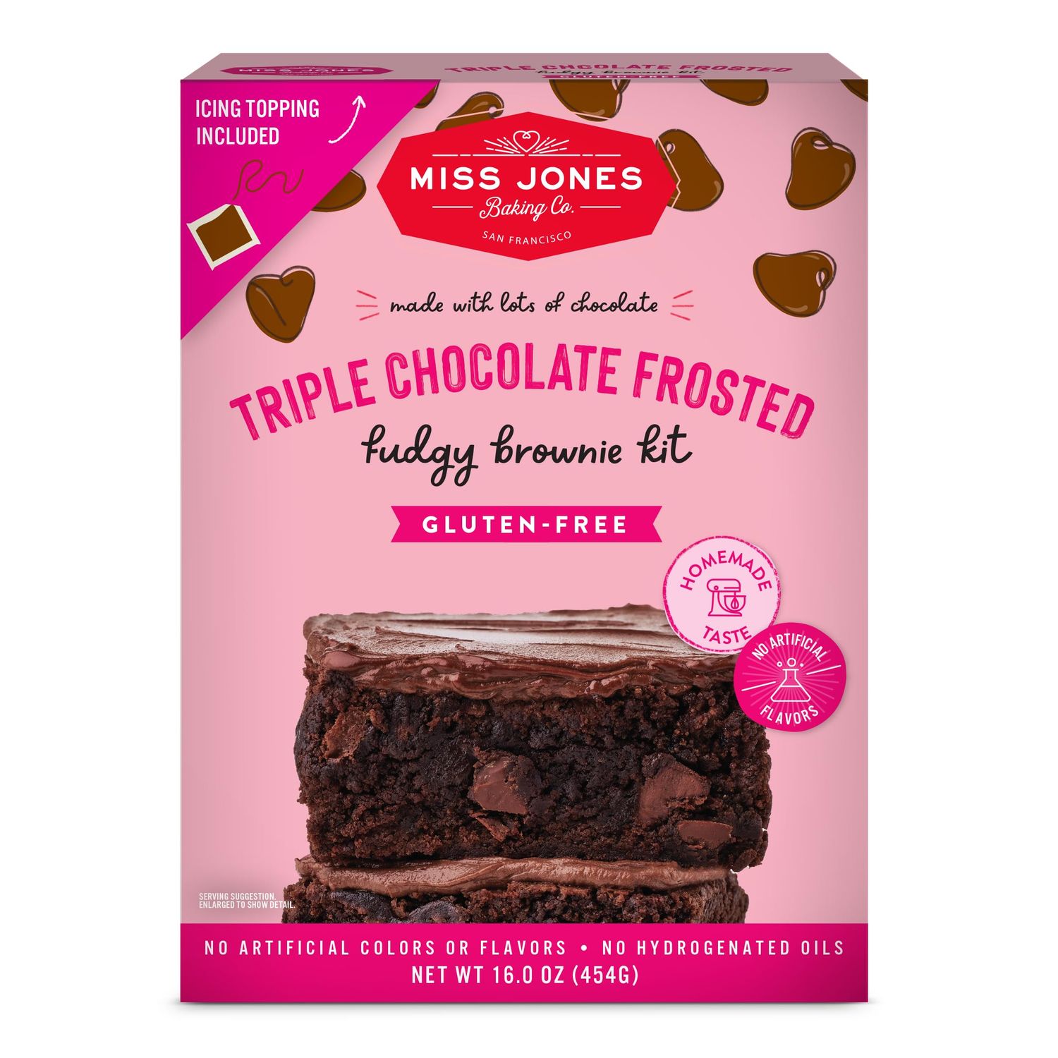 Miss Jones Gluten Free Triple Chocolate Frosted Brownie Kit, 16 oz, Pack of 1