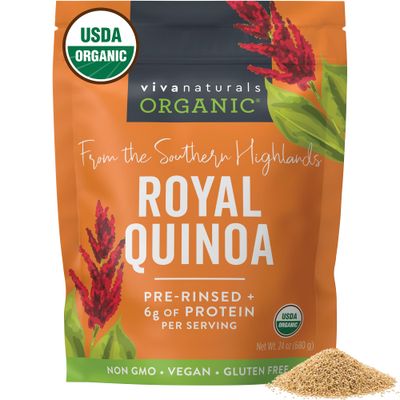 Viva Naturals Organic Quinoa,24 oz (1.5 lb)-Gluten Free and Vegan Complete Plant Protein,Easy to Use Source of Fiber and Iron,USDA Organic and Pre Washed,Non-GMO Whole Grain Rice and Pasta Substitute