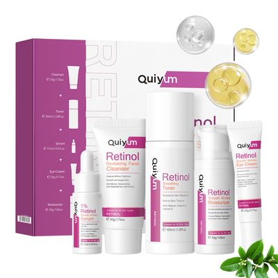 QUIYUM Retinol Skin Care Set, 5 In 1 Skincare Gift with Retinol Serum, Moisturizer, Eye Cream, Cleanser, Toner, Anti Aging Skincare Kit for Women, Mother Day Gifts