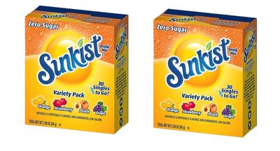 Sunkist Soda Variety Pack, Singles To Go Orange, Strawberry, Grape and Peach (30 Total Sticks) Pack of two (60 Total Sticks)