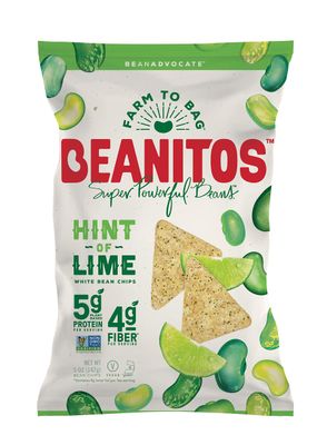 Beanitos White Bean Chips - Hint of Lime - 5 oz Bag - White Bean Tortilla Chips - Vegan Snack with Good Source of Plant Protein and Fiber