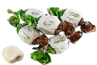 Chocolate Filled Mints, 12oz, Chocolate Mint Candy, Mints Individually Wrapped. Mint Candy.