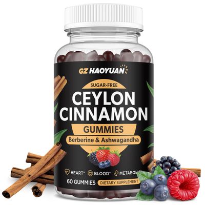 Ceylon Cinnamon Gummies (2,000mg) - Cinnamon Supplements for Men Women, Cinnamon Bark Chromium for Energy, Heart Metabolism - Ceylon Cinnamon Complex Gummies for Adults- Sugar Free, 60 ct