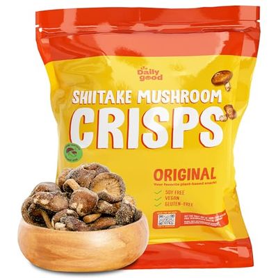 The Daily Good Shiitake Mushroom Crisps - 1-Pack Mushroom Chips, Yummy Dried Shiitake Mushrooms, Gluten-Free Mushroom Snack, Low-Temperature Vacuum Fried, Vegan Food, Original Flavor, 0.2 lbs