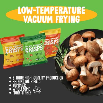 The Daily Good Shiitake Mushroom Crisps - 1-Pack Mushroom Chips, Yummy Dried Shiitake Mushrooms, Gluten-Free Mushroom Snack, Low-Temperature Vacuum Fried, Vegan Food, Original Flavor, 0.2 lbs