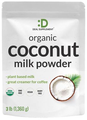 Unsweetened Organic Coconut Milk Powder, 3lbs - Dairy Free Creamer Alternative - Sugar Free Raw Flavor - Rich Source of MCT Oil - Great for Coffee or Tea - Non-GMO, Plant Based, Keto