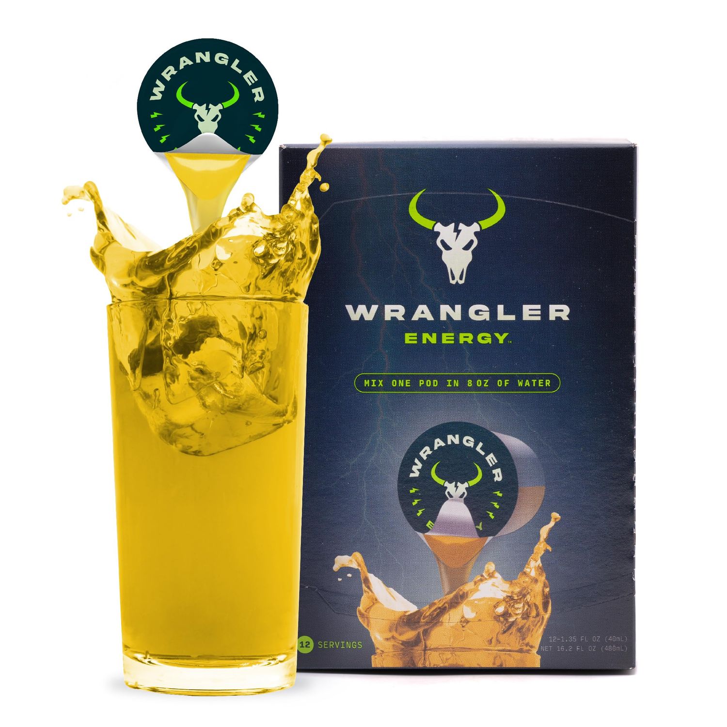 Wrangler Energy Drink Concentrate Single Serve Liquid Pods by Java House, Peel and Pour, Energy (Pack of 12)